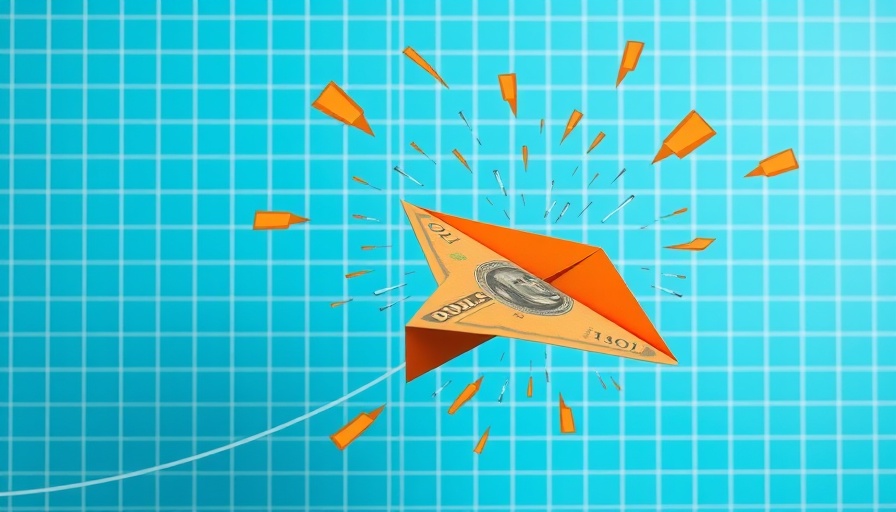 Conceptual image of a crashing U.S. dollar depicted as a paper airplane.