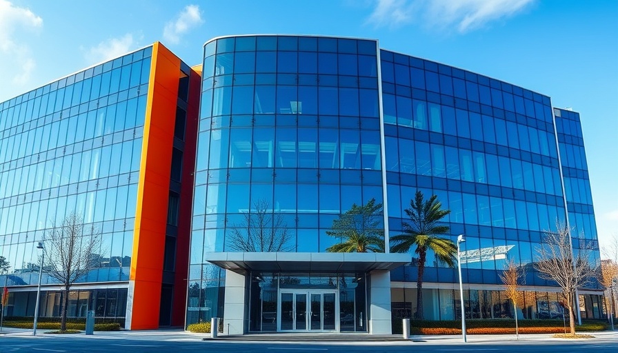 Akums Drugs building highlighting collaboration with Tamil Nadu Agricultural University.