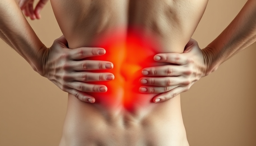 Close-up showing psoas muscle back pain relief technique.