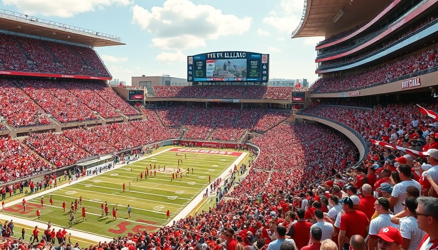 College football game with excited crowd at Ohio stadium