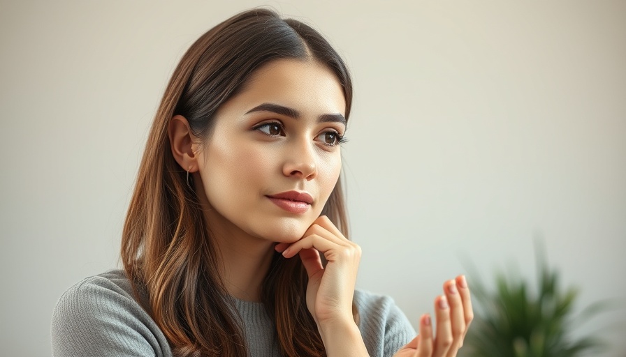 Calm woman sharing calming techniques indoors