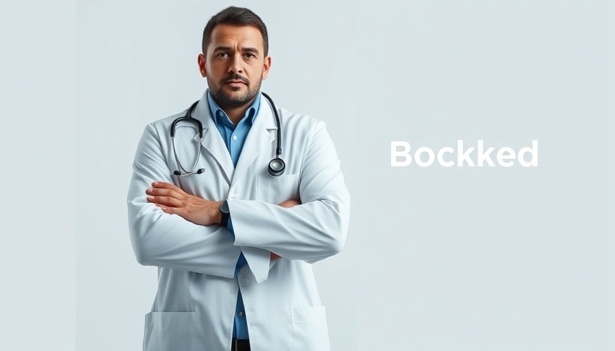 Doctor booked text with arms crossed doctor portrait.