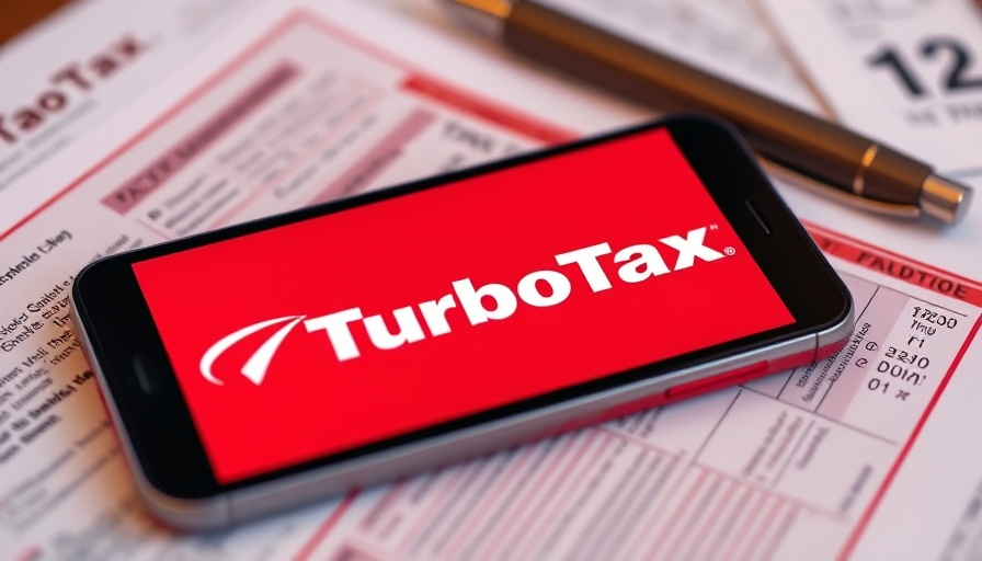 Filing taxes with TurboTax app on smartphone over 1040 forms.