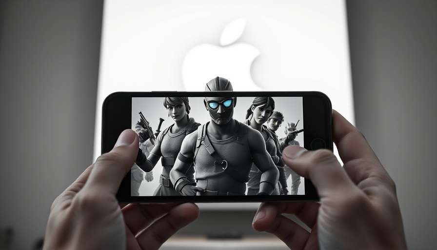 Fortnite on smartphone with Apple logo, symbolizing App Store controversies.