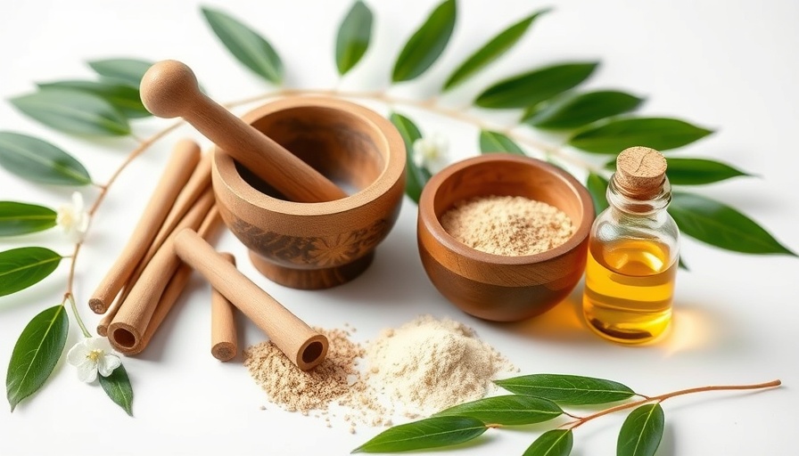 Traditional healthcare items with a mortar and pestle for integration.