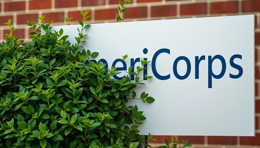 AmeriCorps sign amidst greenery impacting tri-state nonprofits.