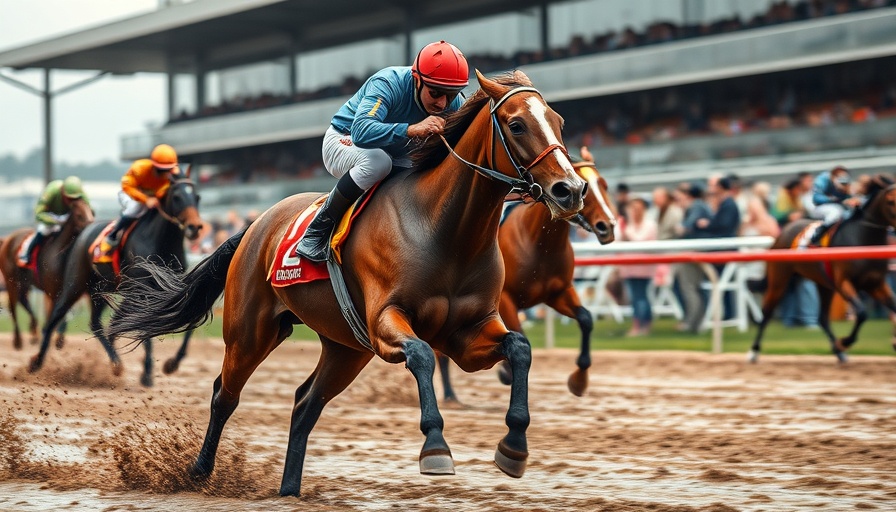 Racehorse and jockey nearing finish line at Kentucky Derby 2025.