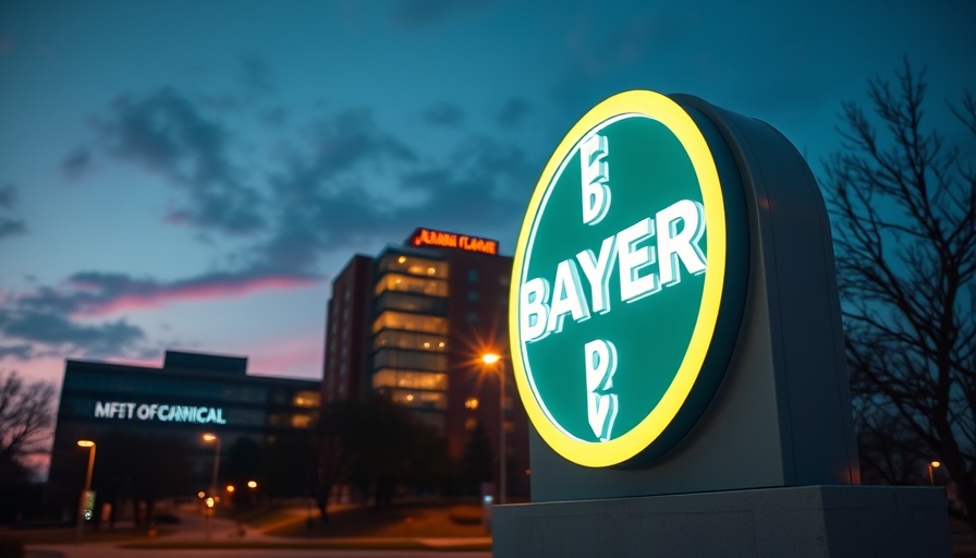 Bayer GPC3 liver cancer study signboard glowing at dusk.