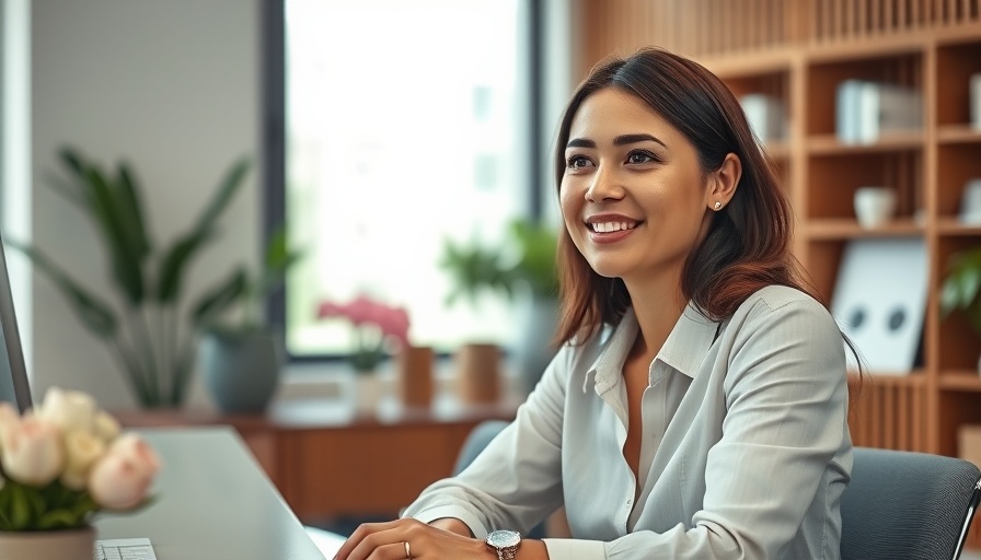 Thoughtful woman in a modern office, 2025 real estate drama.