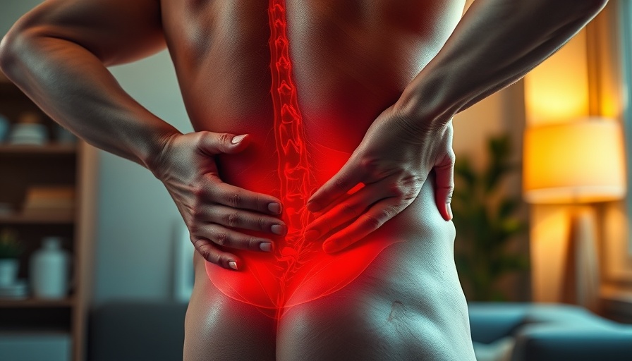 Illustration of back pain highlighting the spine, related to medications targeting zombie cells.