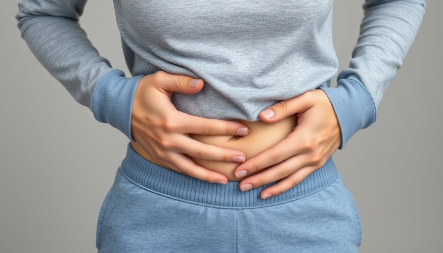 Close-up of a person experiencing abdominal discomfort.
