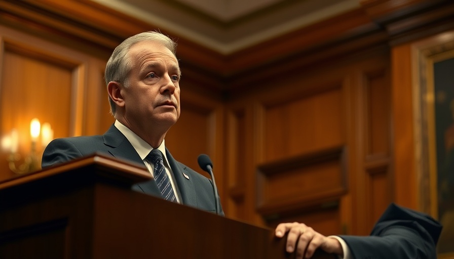 Man at podium discussing Trump 2028 presidential run in wood-paneled room.