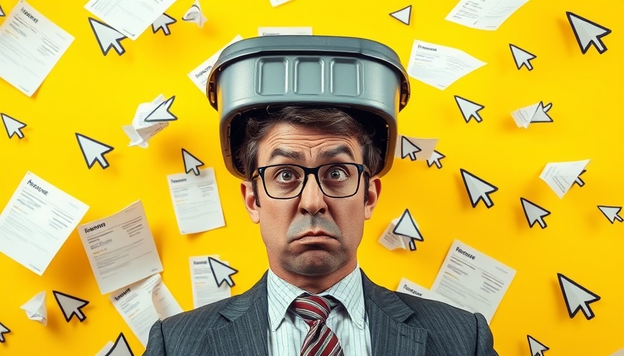 Surreal image of job hunter frustrated with resumes and easy apply features.