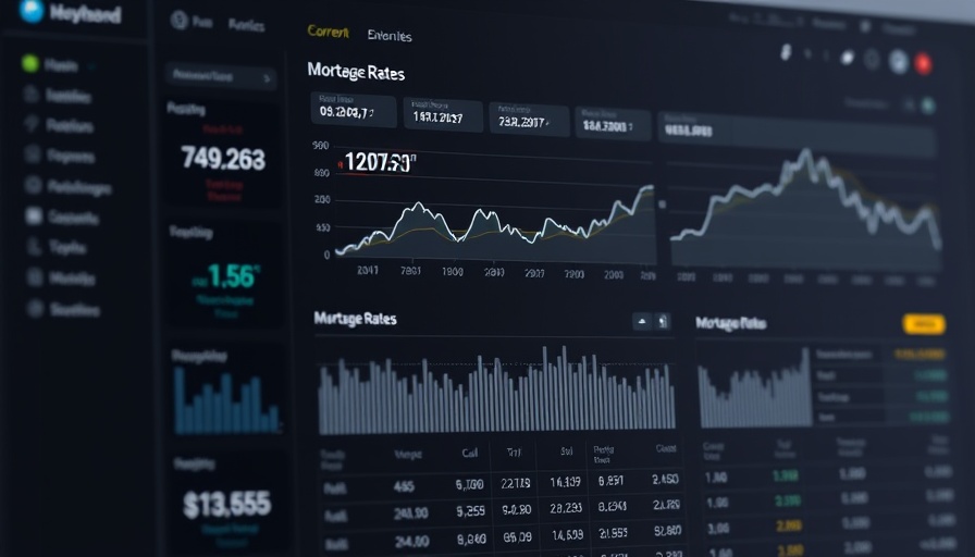 Current mortgage rates and trend analysis on dark background.