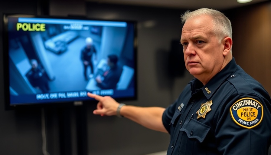 Officer at Cincinnati police body camera footage release event.