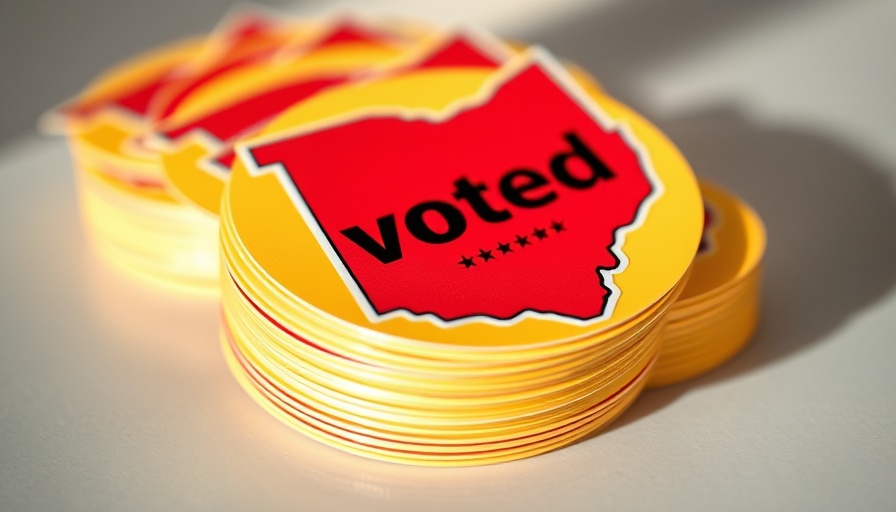 Ohio primary election 2023 'I Voted' stickers stack.