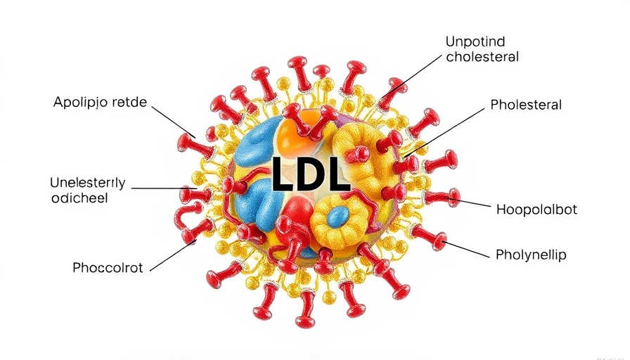 Illustrated LDL particle showing Apolipoprotein B components.
