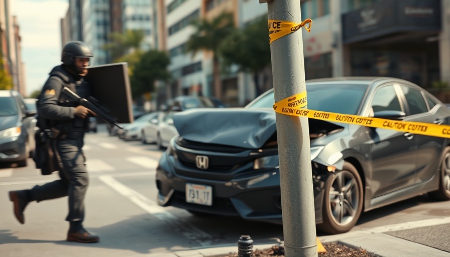 Urban clash and crash scenes with car accident and action.