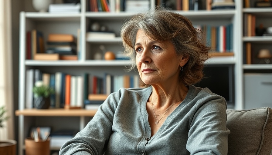 Discount the positive: thoughtful woman in home office setting.