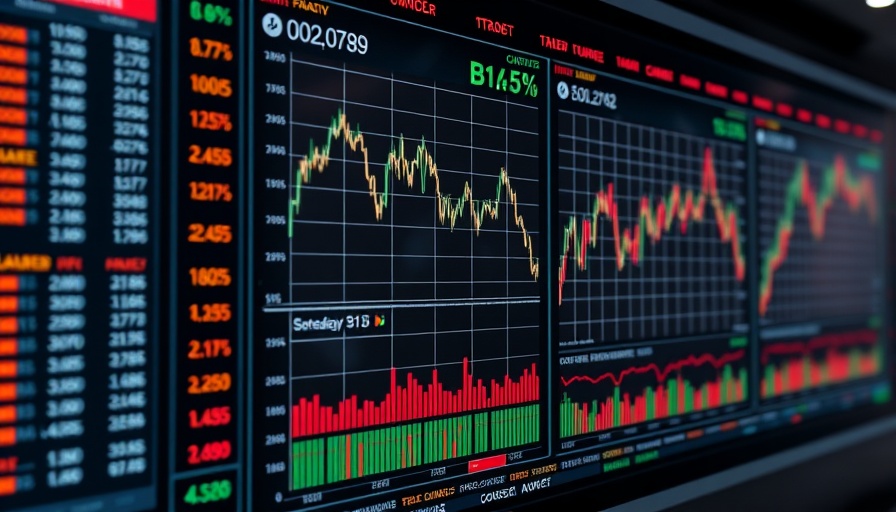 Financial screen showing 10-year Treasury auction impact with market data.
