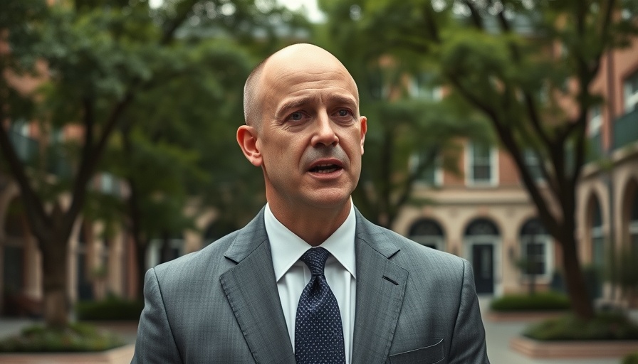 Man in gray suit discussing suspending habeas corpus outdoors.