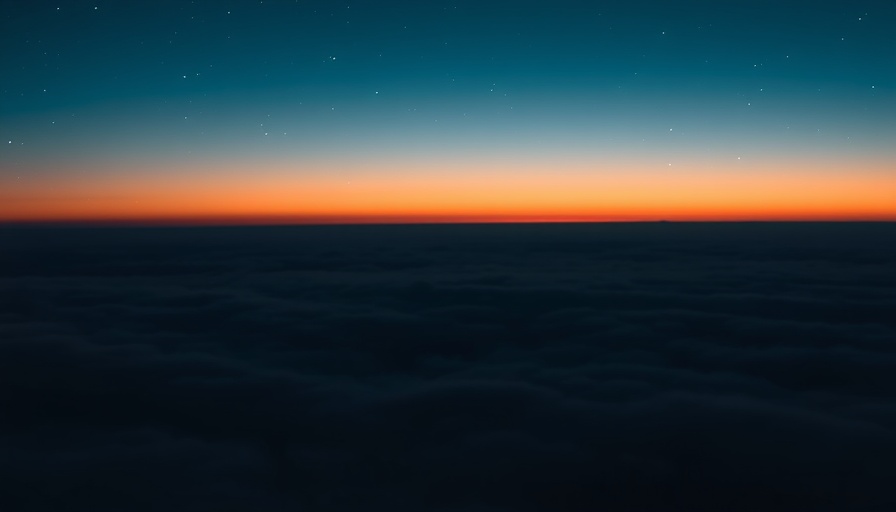 Starry twilight sky with gradient hues and clouds, serene scene.