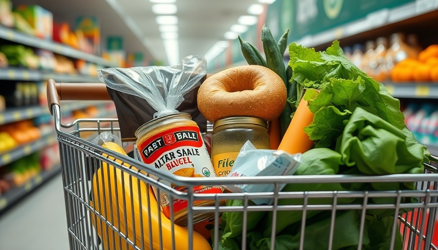 Grocery cart with various items affecting SNAP changes for Americans.