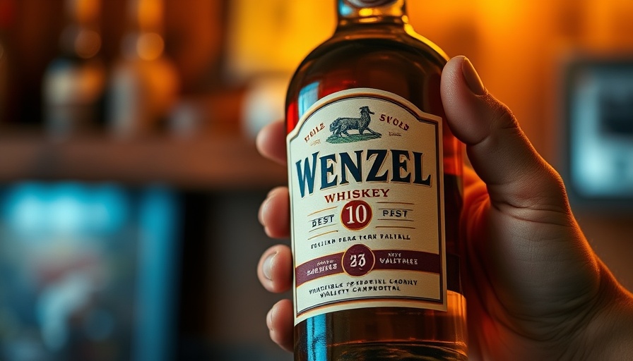 Close-up of Wenzel Whiskey bottle being held, highlighting label.