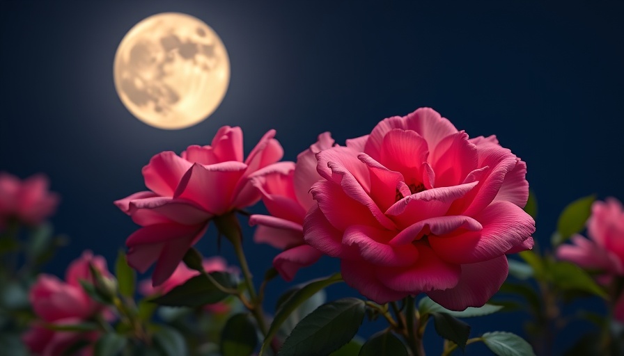 Vibrant roses bloom under the Flower Moon May 2023.