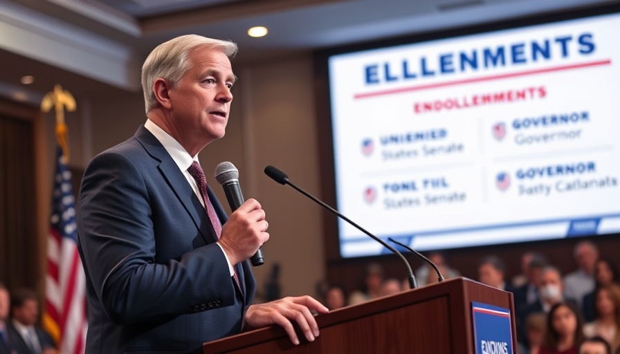 Ohio GOP endorsement event with speaker and endorsement screen.
