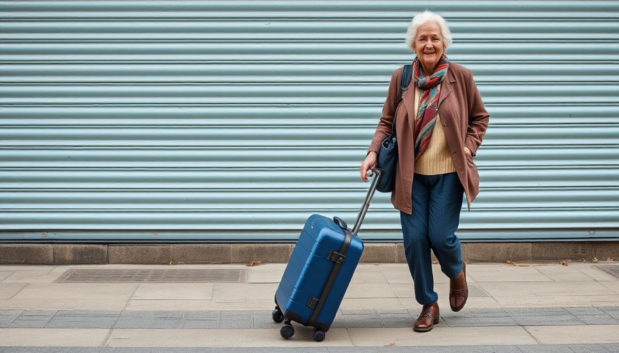Elderly woman with suitcase illustrating air travel safety in America.