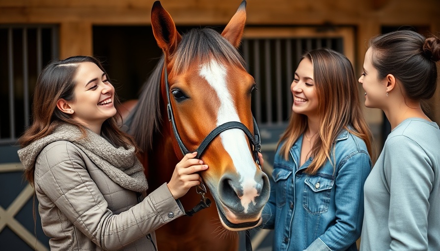 Equine therapy session at Miami University stable, smiling interaction.