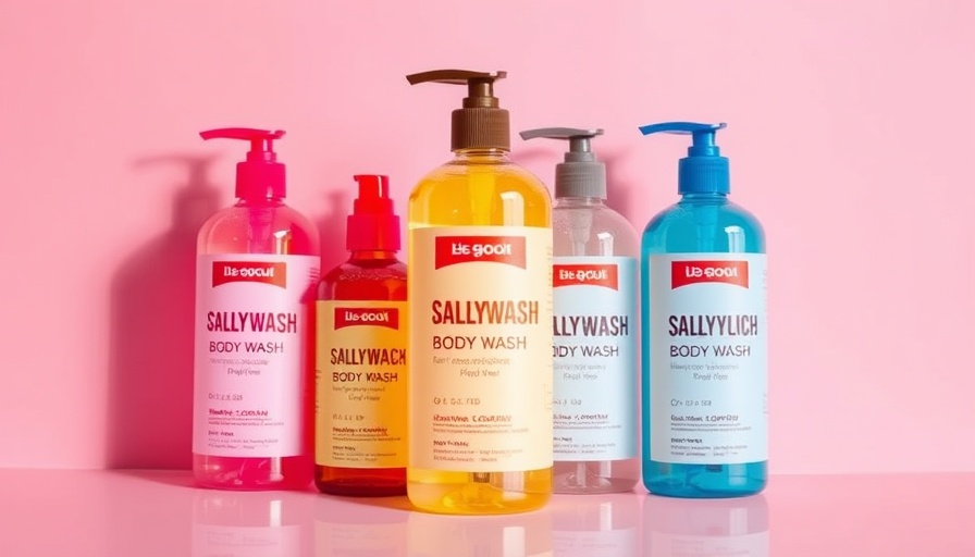 Salicylic acid body wash products on pink background.