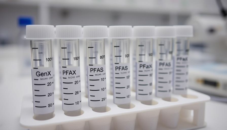 Test tubes labeled with GenX PFAS in lab, EPA rollback news.