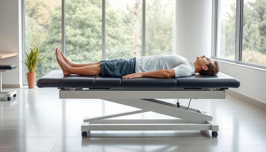 Patient receiving spinal decompression therapy in a clinic room