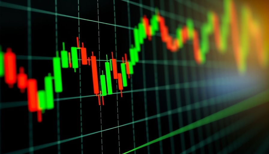 Candlestick chart showing current market trends and economic insights.