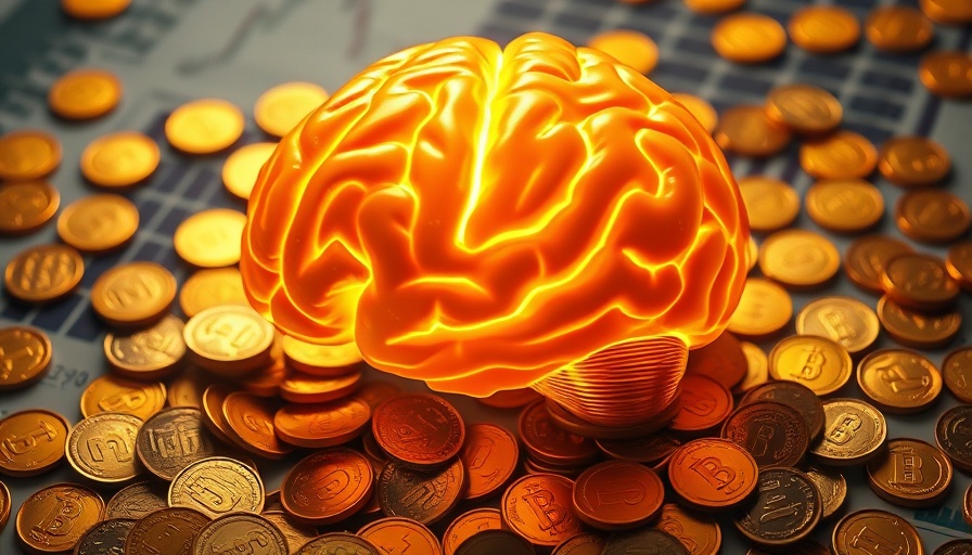 Psychological trick to boost your wealth illustrated with brain and coins.