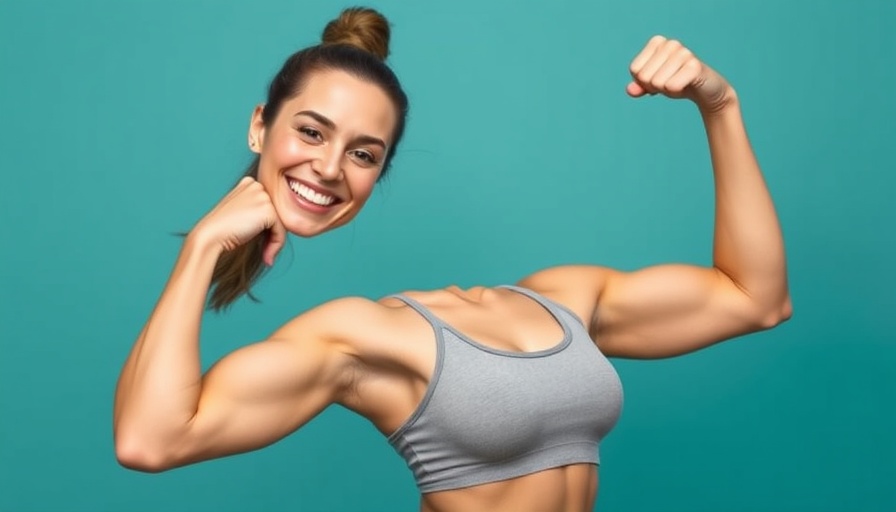 Fit woman flexing arm in athletic pose, promoting joint health.