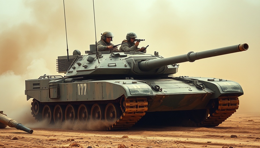 Military tank during Israel ground operations in Gaza creating dust clouds.