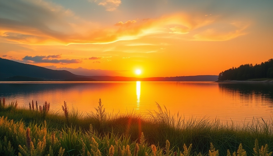 Serene sunset over lake reflecting summer travel trends