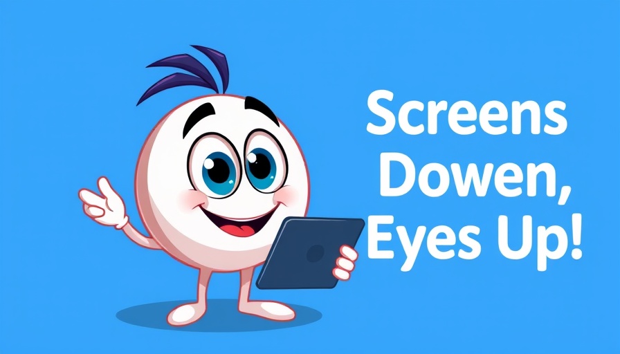 Cartoon eye character promoting Myopia Awareness Week with cheerful message.