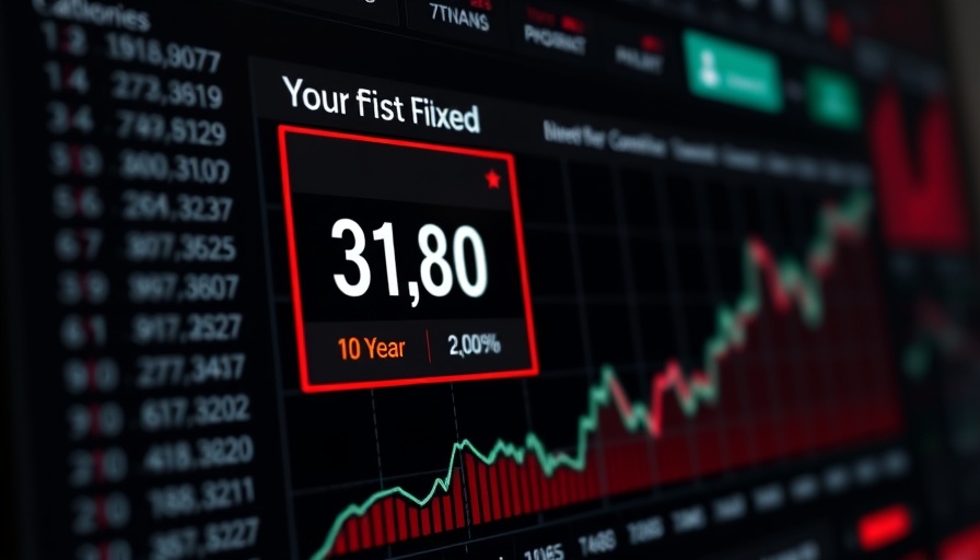 Daily mortgage rates showing rates above 7% with financial graph, dark theme.