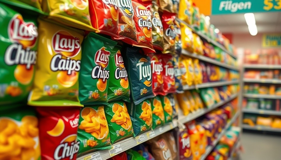 Biological markers for ultraprocessed food intake illustrated with snack bags.
