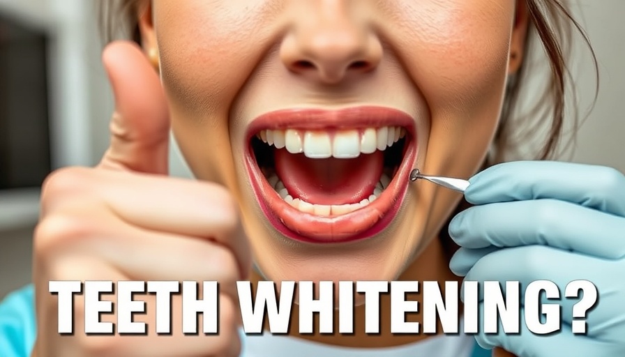 Skeptical woman points at teeth polishing tool questioning teeth whitening.