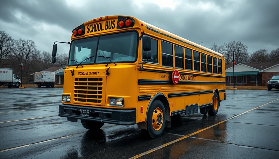Ohio voucher lawsuit: Forest Hills school bus parked under cloudy sky.