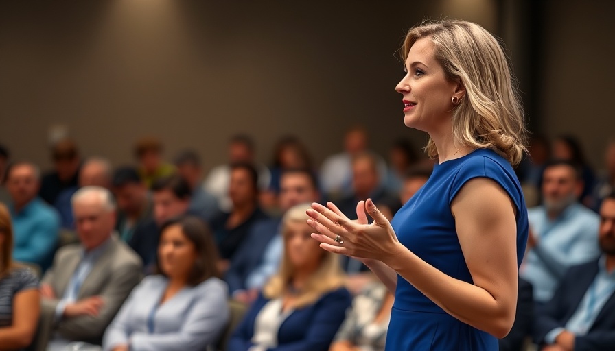 First-time house flipping advice event with woman speaker indoors.