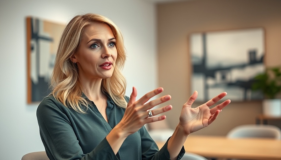Woman explaining debt consolidation pitfalls in office setting.
