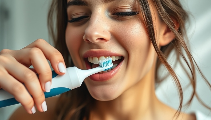 Demonstration of proper way to use electric toothbrush by woman.