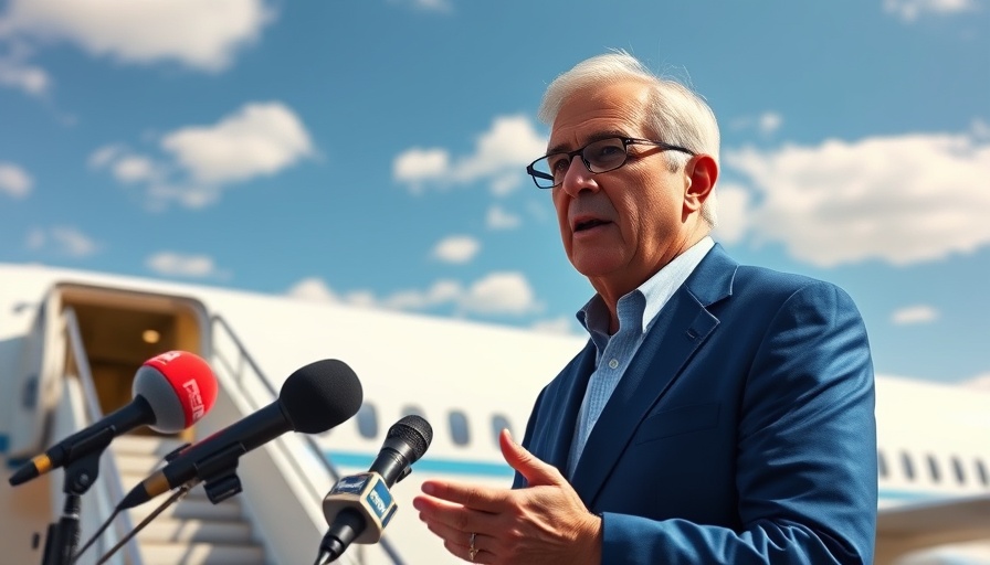 Trump EU Tariff Delay press statement near airplane stairs