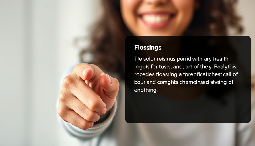 Article on flossing teeth reduce stroke risk with woman pointing.